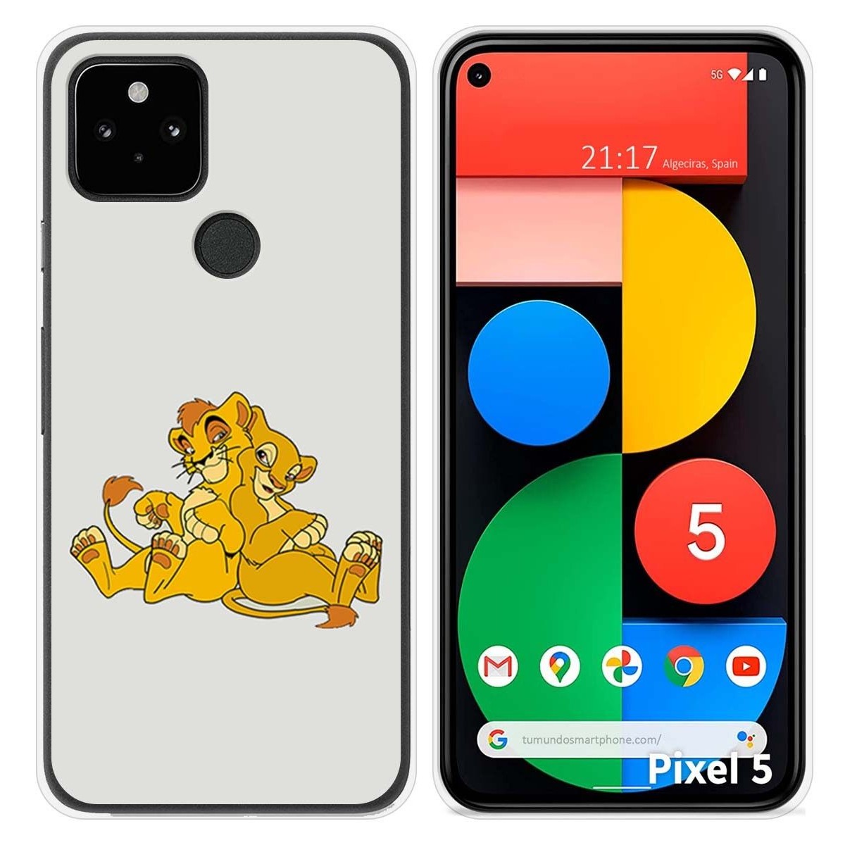 Funda Silicona para Google Pixel 5 5G diseño Leones Dibujos