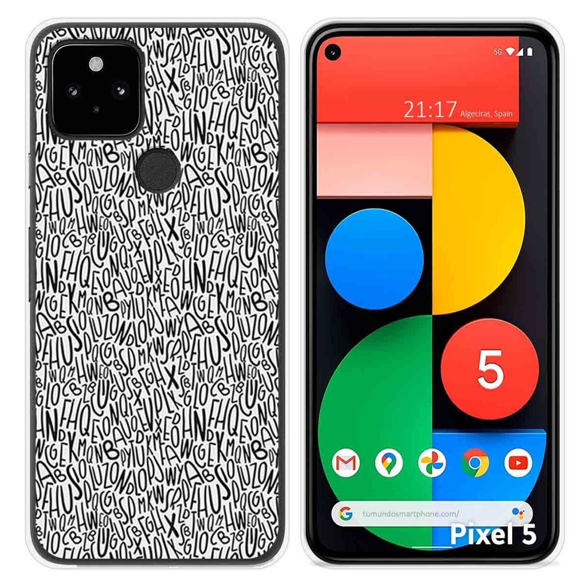Funda Silicona para Google Pixel 5 5G diseño Letras Dibujos