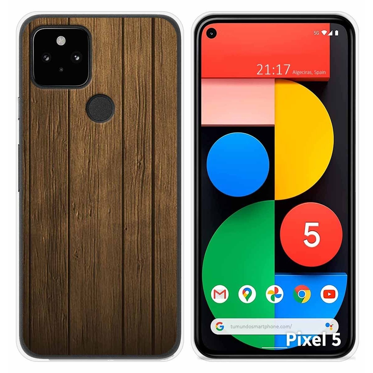 Funda Silicona para Google Pixel 5 5G diseño Madera Dibujos