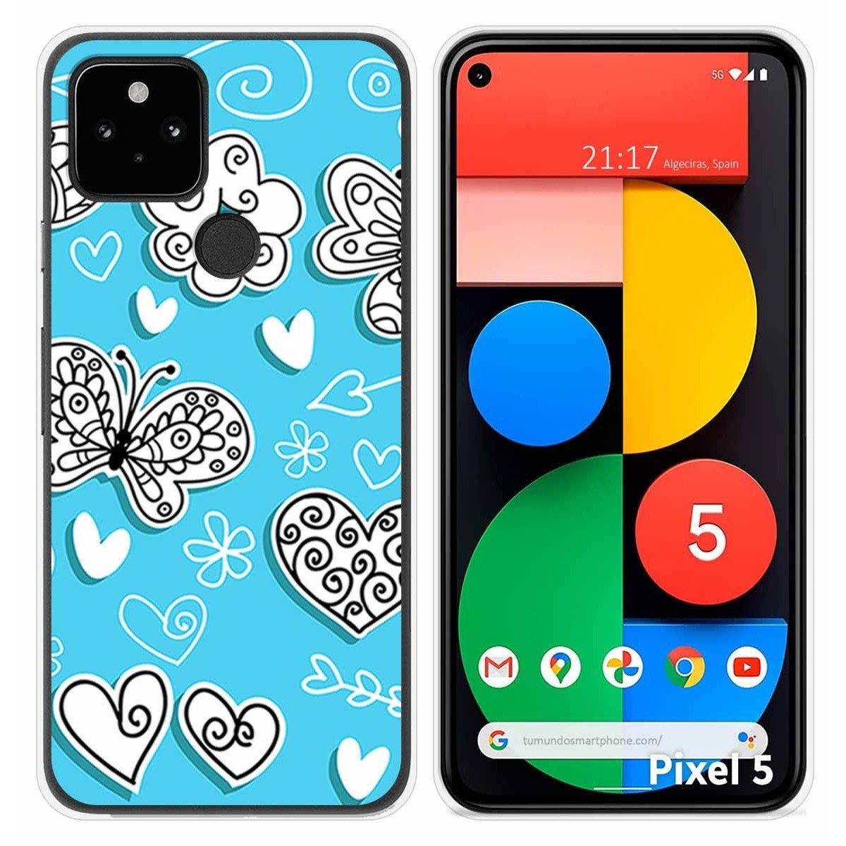 Funda Silicona para Google Pixel 5 5G diseño Mariposas Dibujos
