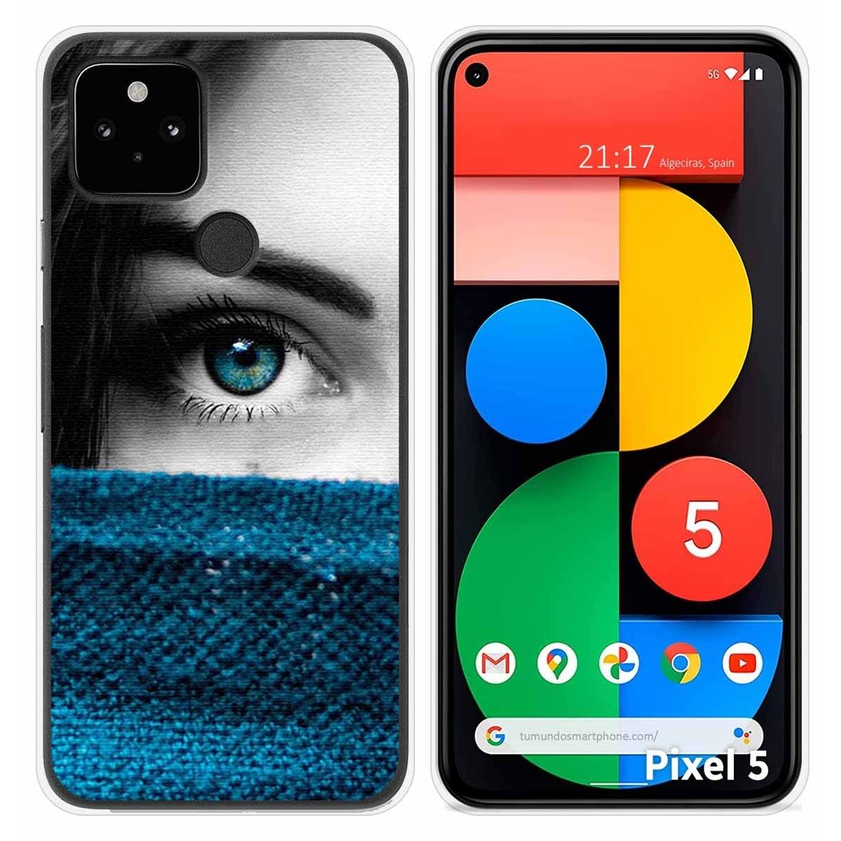 Funda Silicona para Google Pixel 5 5G diseño Ojo Dibujos