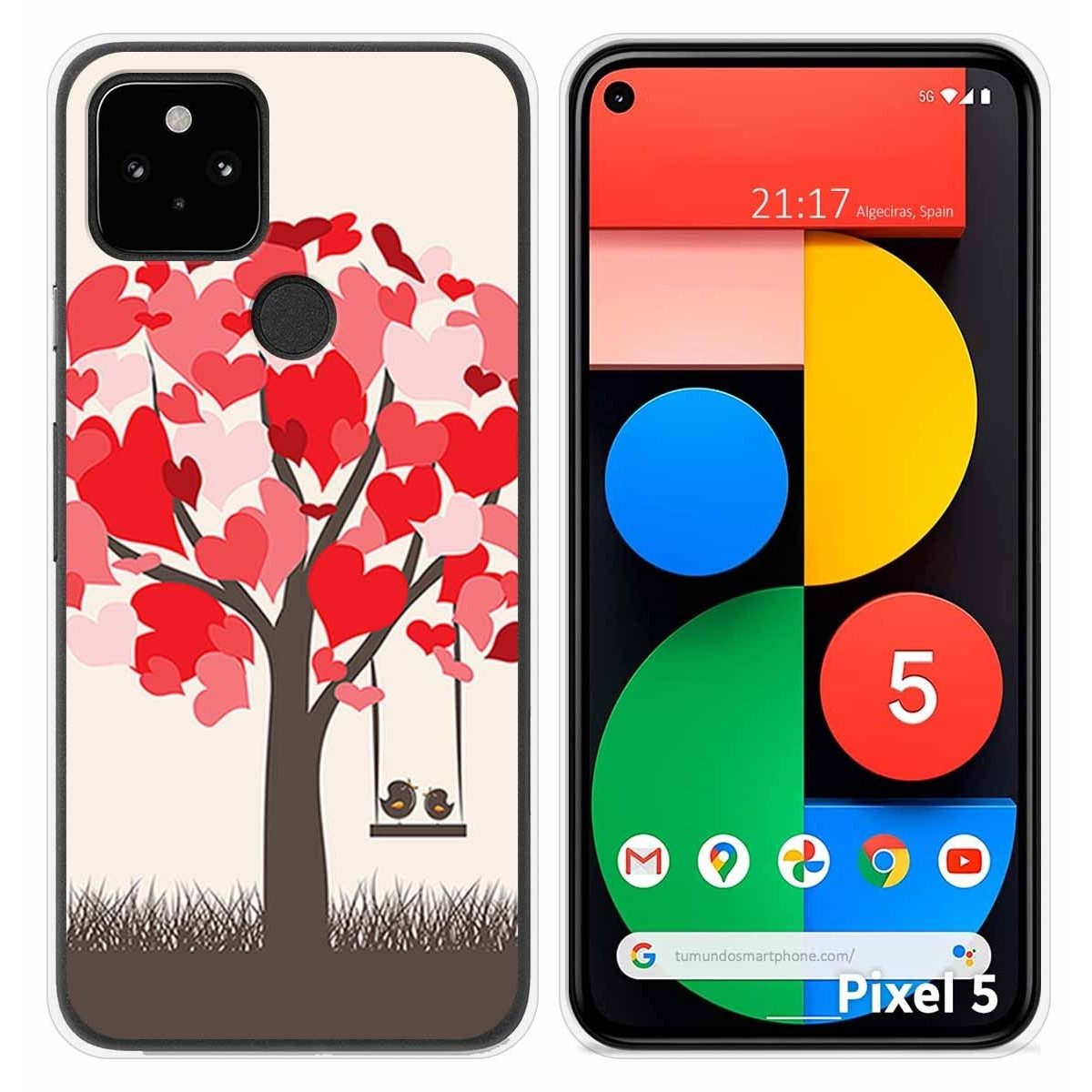 Funda Silicona para Google Pixel 5 5G diseño Pajaritos Dibujos