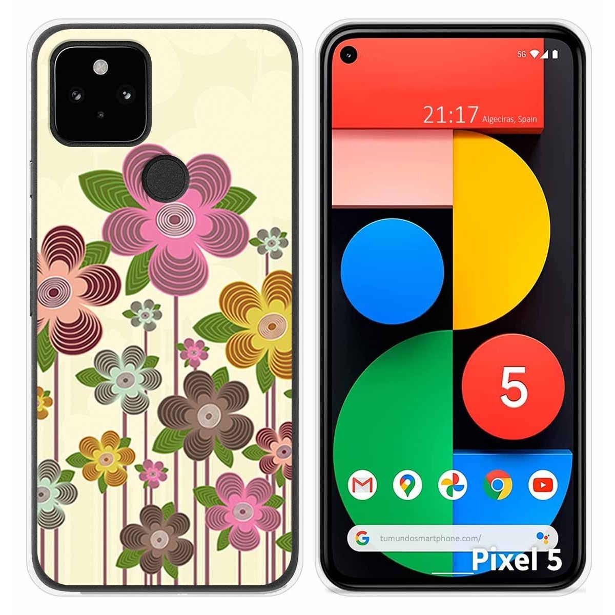 Funda Silicona para Google Pixel 5 5G diseño Primavera En Flor Dibujos