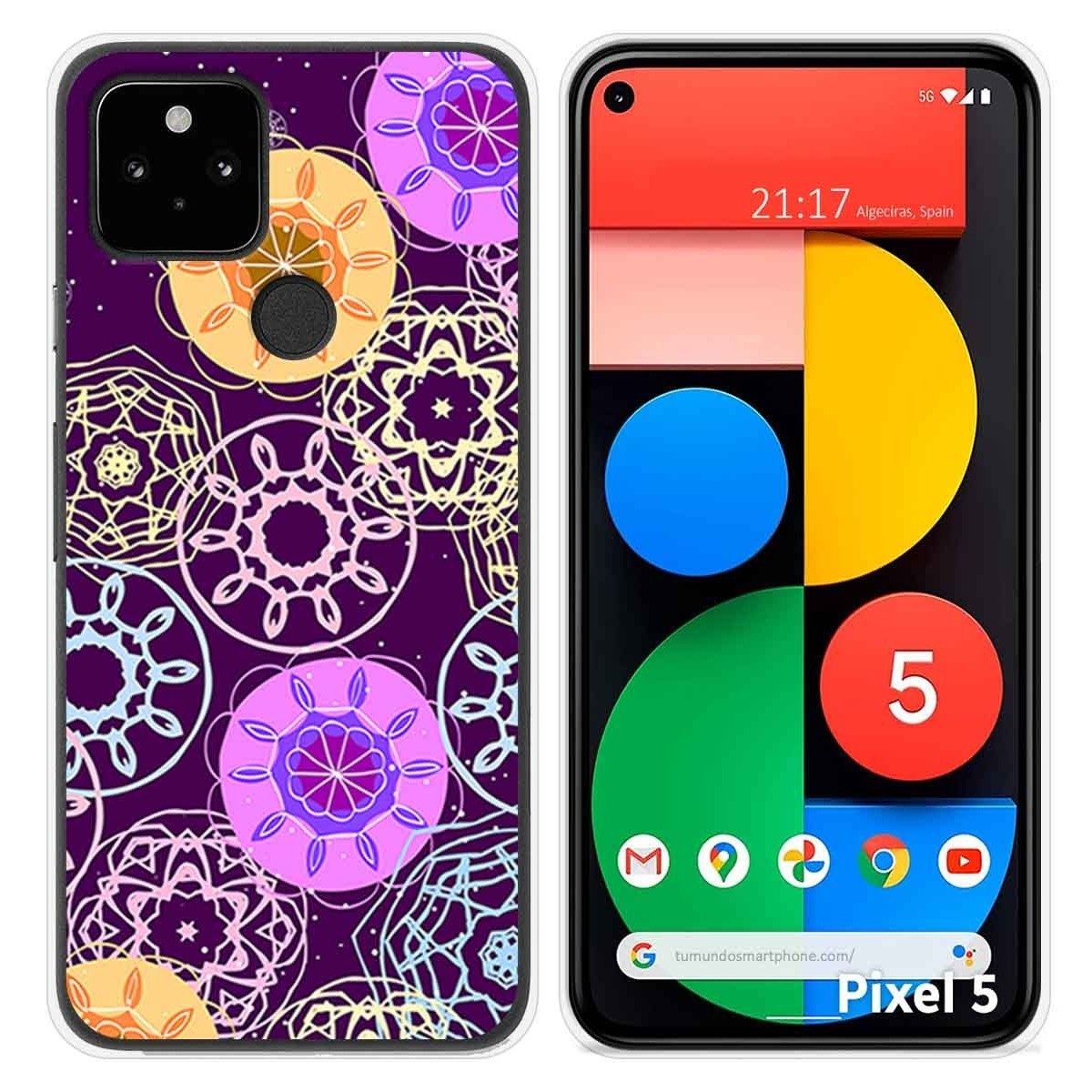 Funda Silicona para Google Pixel 5 5G diseño Radial Dibujos