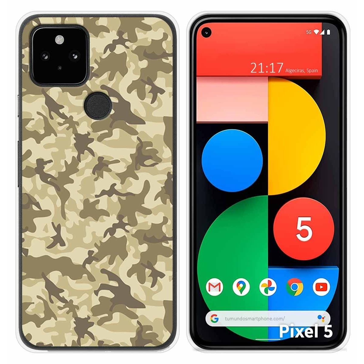 Funda Silicona para Google Pixel 5 5G diseño Sand Camuflaje Dibujos