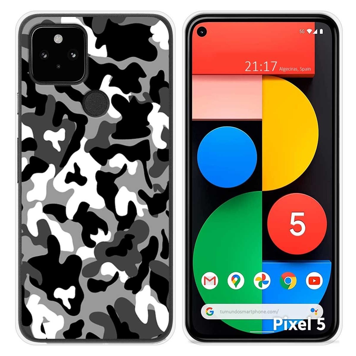 Funda Silicona para Google Pixel 5 5G diseño Snow Camuflaje Dibujos