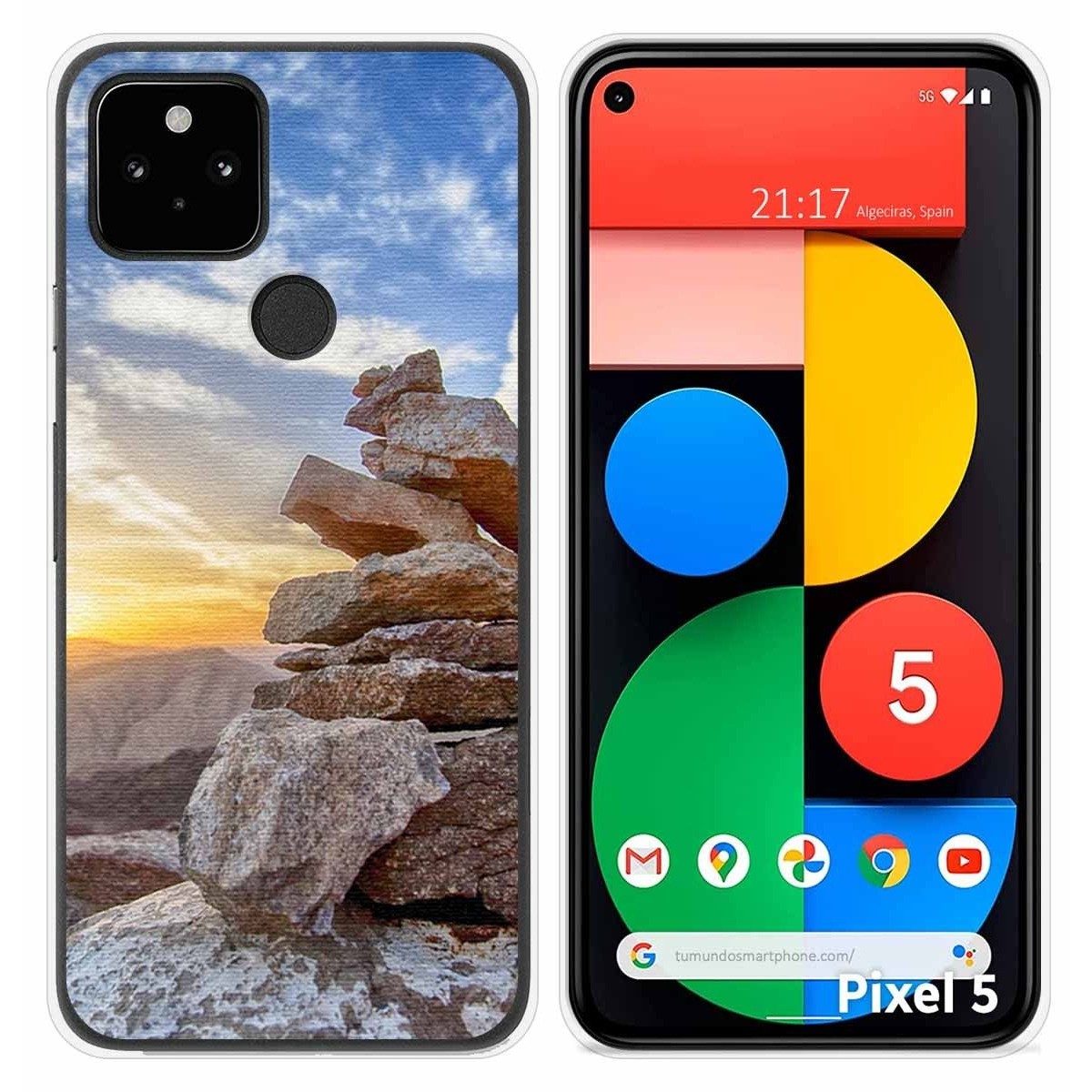 Funda Silicona para Google Pixel 5 5G diseño Sunset Dibujos