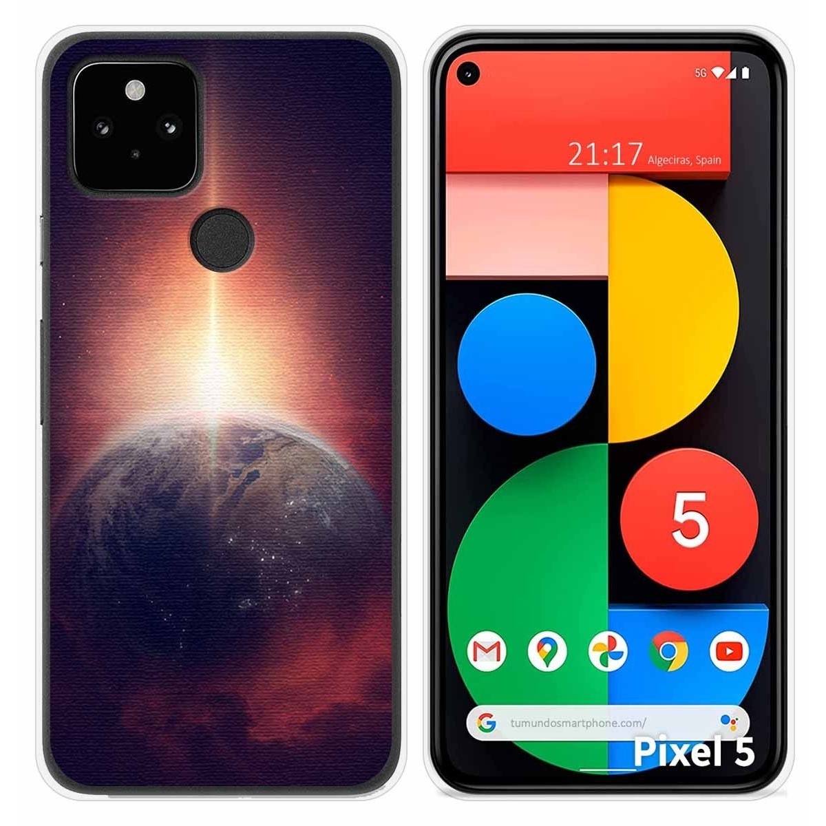 Funda Silicona para Google Pixel 5 5G diseño Tierra Dibujos