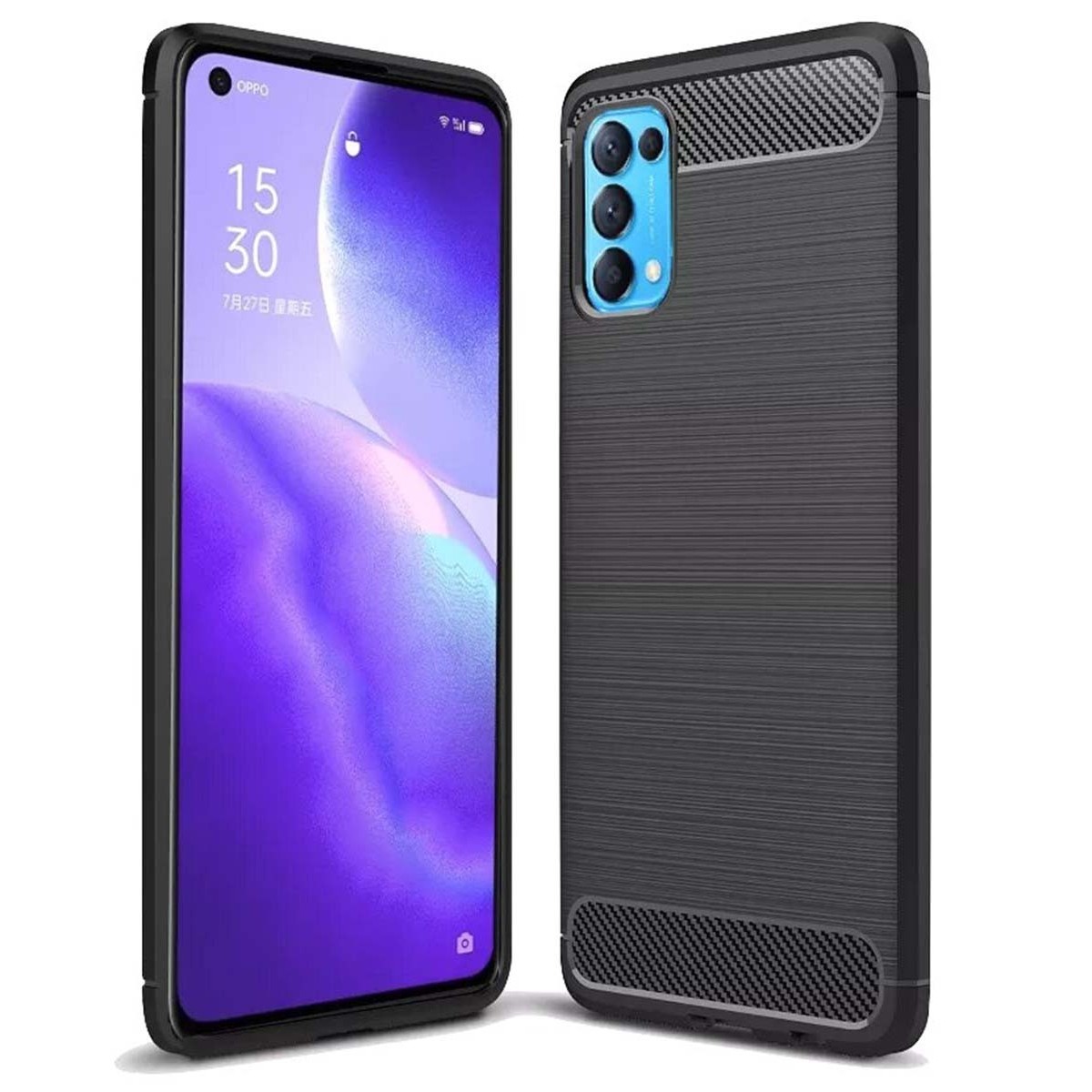 Funda Gel Tpu Tipo Carbon Negra para Oppo Find X3 Lite 5G