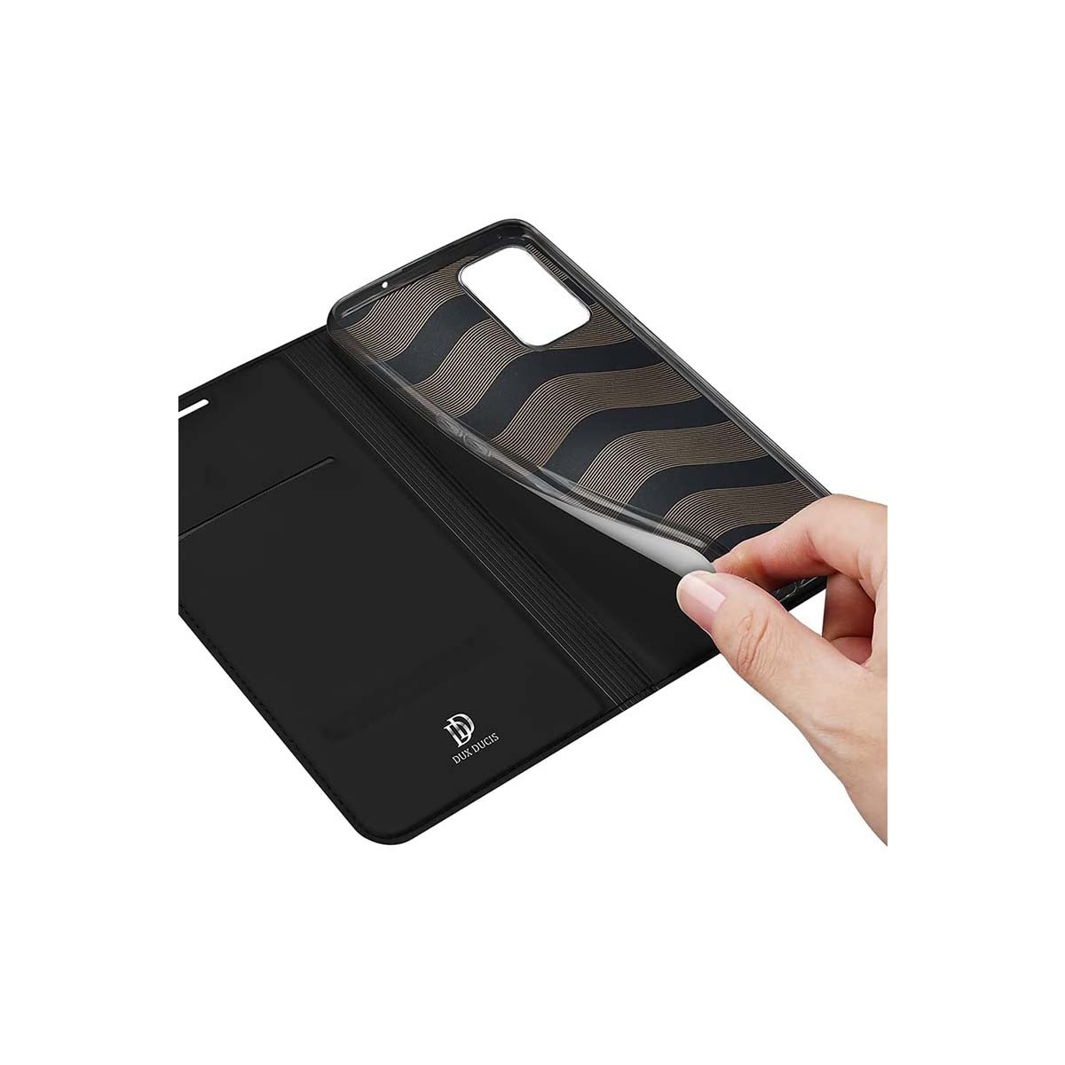 Funda Piel Soporte Magnética Dux Ducis para Oppo Find X3 Lite 5G color Negra