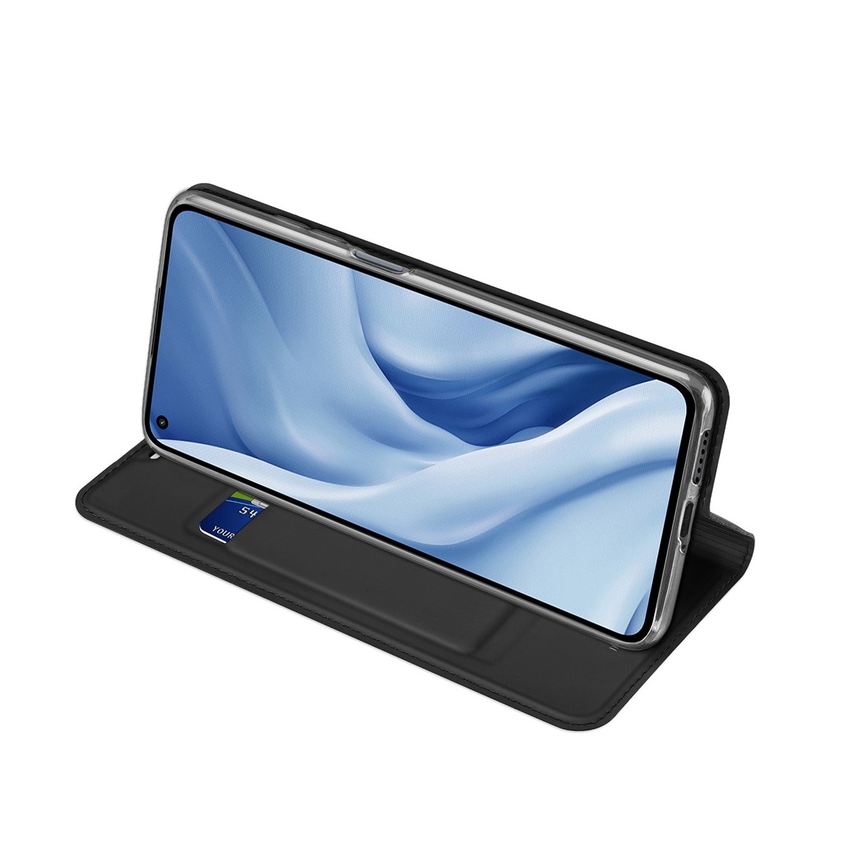Funda Piel Soporte Magnética Dux Ducis para Xiaomi Mi 11 Lite 4G / 5G / 5G NE color Negra