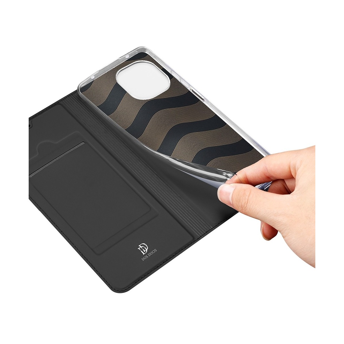 Funda Piel Soporte Magnética Dux Ducis para Xiaomi Mi 11 Lite 4G / 5G / 5G NE color Negra