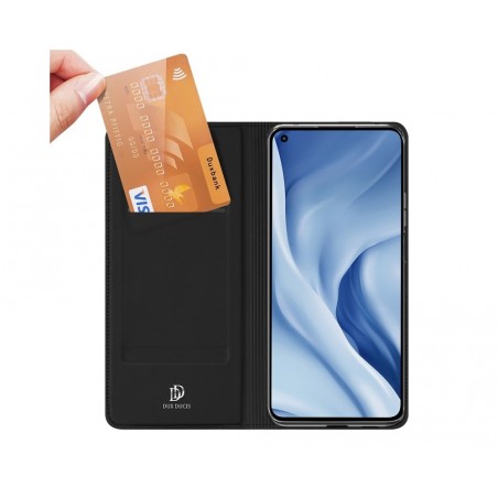 Funda Piel Soporte Magnética Dux Ducis para Xiaomi Mi 11 Lite 4G / 5G / 5G NE color Negra