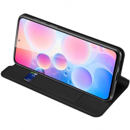 Funda Piel Soporte Magnética Dux Ducis para Xiaomi POCO F3 5G / Mi 11i 5G color Negra