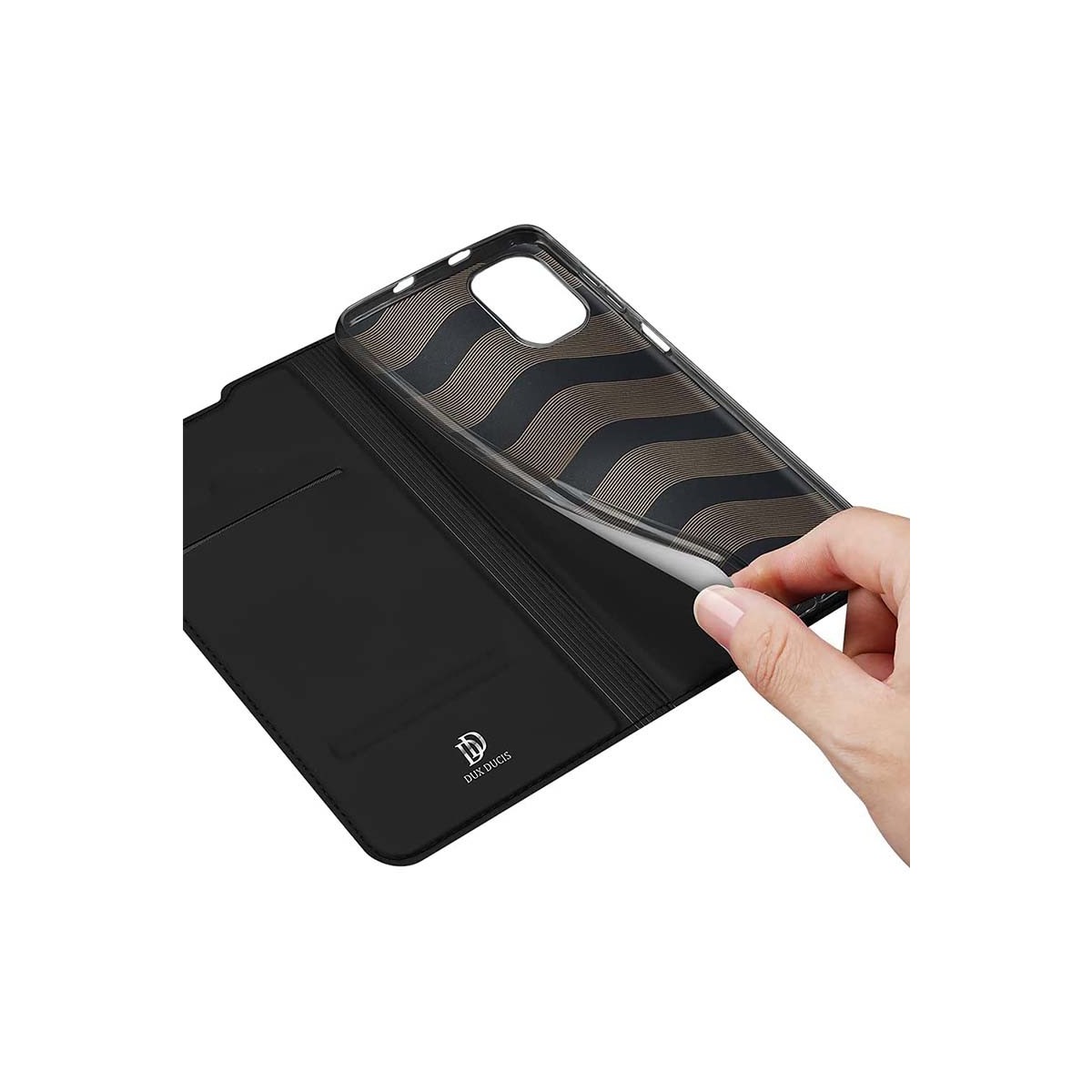 Funda Piel Soporte Magnética Dux Ducis para Xiaomi POCO F3 5G / Mi 11i 5G color Negra
