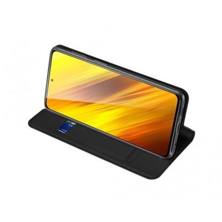 Funda Piel Soporte Magnética Dux Ducis para Xiaomi POCO X3 NFC / X3 Pro color Negra