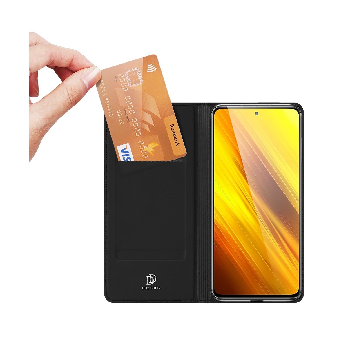Funda Piel Soporte Magnética Dux Ducis para Xiaomi POCO X3 NFC / X3 Pro color Negra