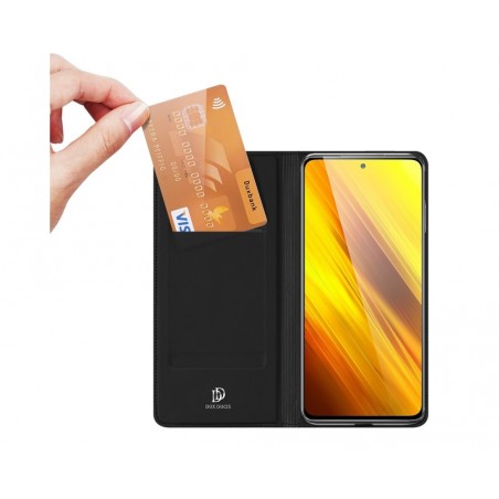 Funda Piel Soporte Magnética Dux Ducis para Xiaomi POCO X3 NFC / X3 Pro color Negra