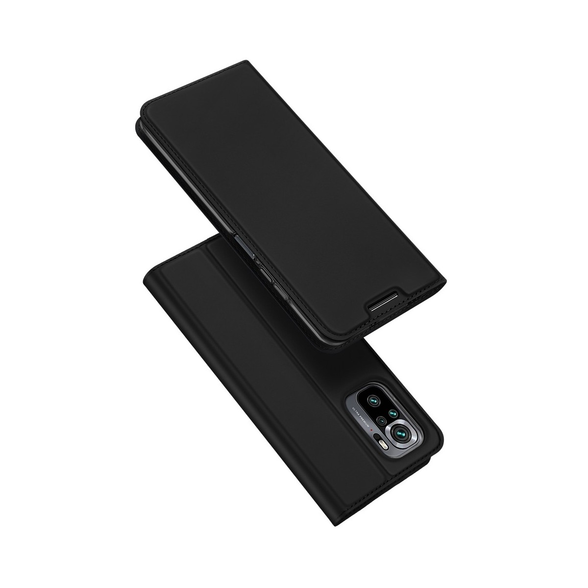 Funda Piel Soporte Magnética Dux Ducis para Xiaomi Redmi Note 10 / 10S color Negra