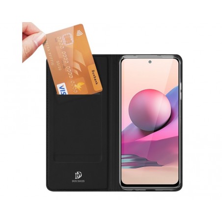 Funda Piel Soporte Magnética Dux Ducis para Xiaomi Redmi Note 10 / 10S color Negra