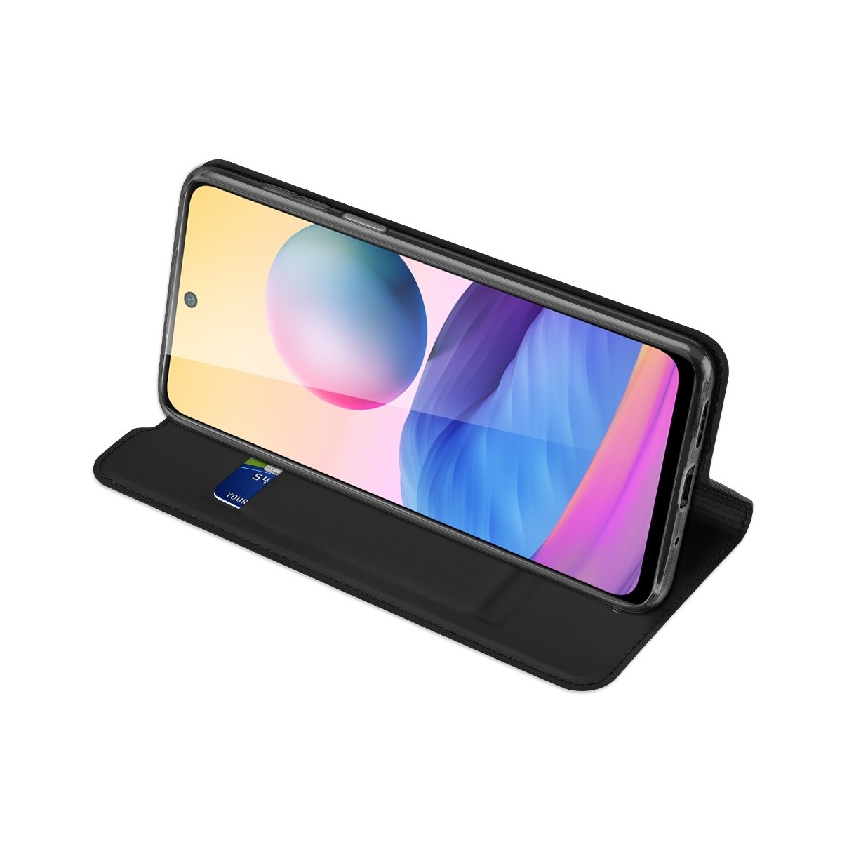 Funda Piel Soporte Magnética Dux Ducis para Xiaomi Redmi Note 10 5G / POCO M3 PRO 5G color Negra