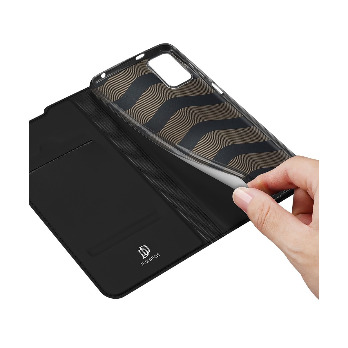 Funda Piel Soporte Magnética Dux Ducis para Xiaomi Redmi Note 10 5G / POCO M3 PRO 5G color Negra