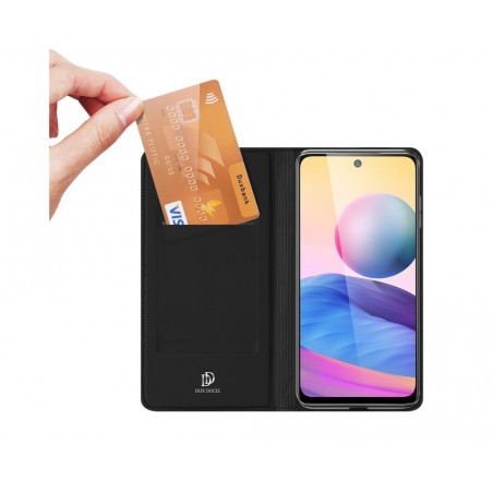 Funda Piel Soporte Magnética Dux Ducis para Xiaomi Redmi Note 10 5G / POCO M3 PRO 5G color Negra