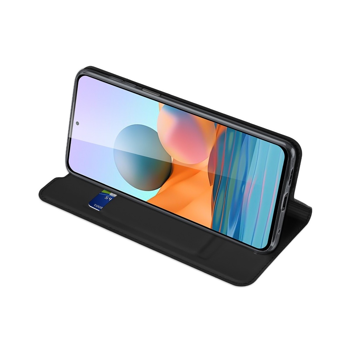 Funda Piel Soporte Magnética Dux Ducis para Xiaomi Redmi Note 10 Pro color Negra