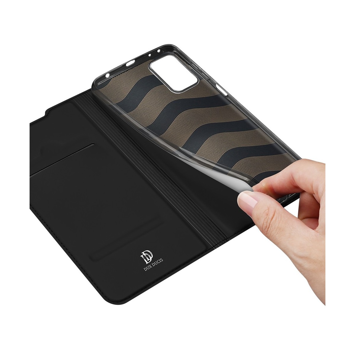 Funda Piel Soporte Magnética Dux Ducis para Xiaomi Redmi Note 10 Pro color Negra