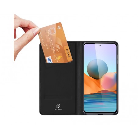 Funda Piel Soporte Magnética Dux Ducis para Xiaomi Redmi Note 10 Pro color Negra