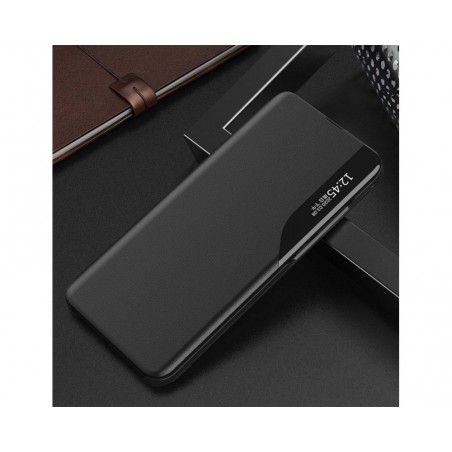 Funda Libro Soporte Magnética Eco Piel con Ventana para Xiaomi Redmi Note 10 Pro Negra