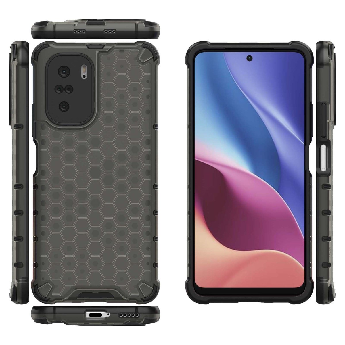 Funda Tipo Honeycomb Armor (Pc+Tpu) Negra para Xiaomi POCO F3 5G / Mi 11i 5G