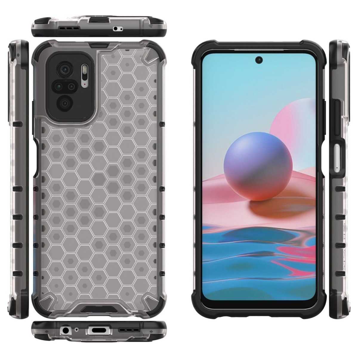 Funda Tipo Honeycomb Armor (Pc+Tpu) Transparente para Xiaomi Redmi Note 10 / 10S