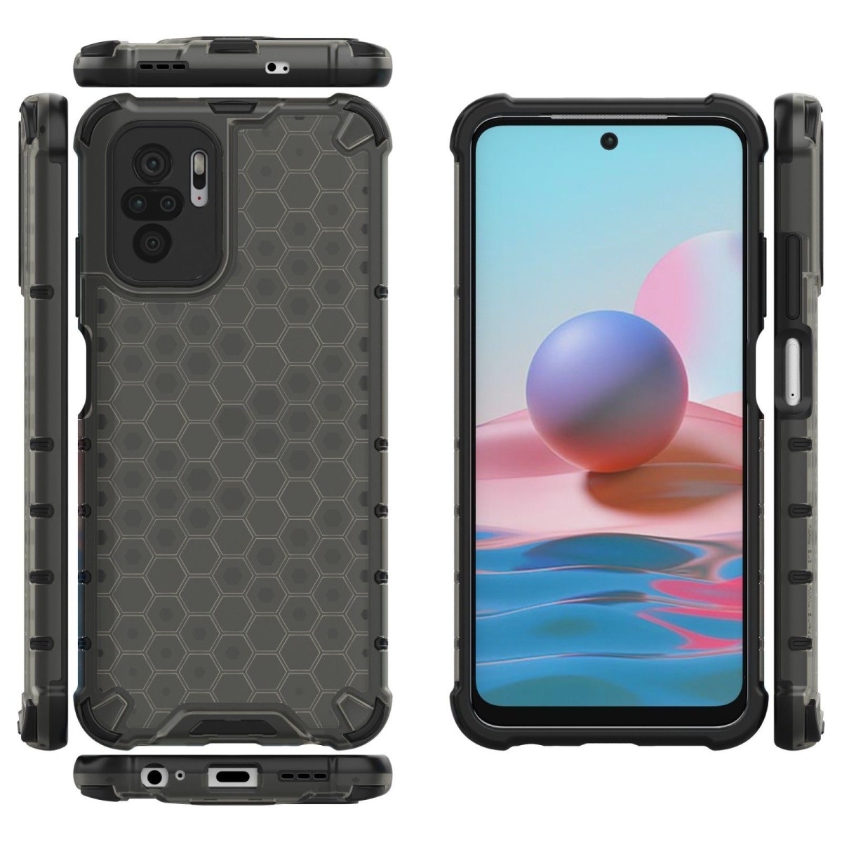 Funda Tipo Honeycomb Armor (Pc+Tpu) Negra para Xiaomi Redmi Note 10 / 10S