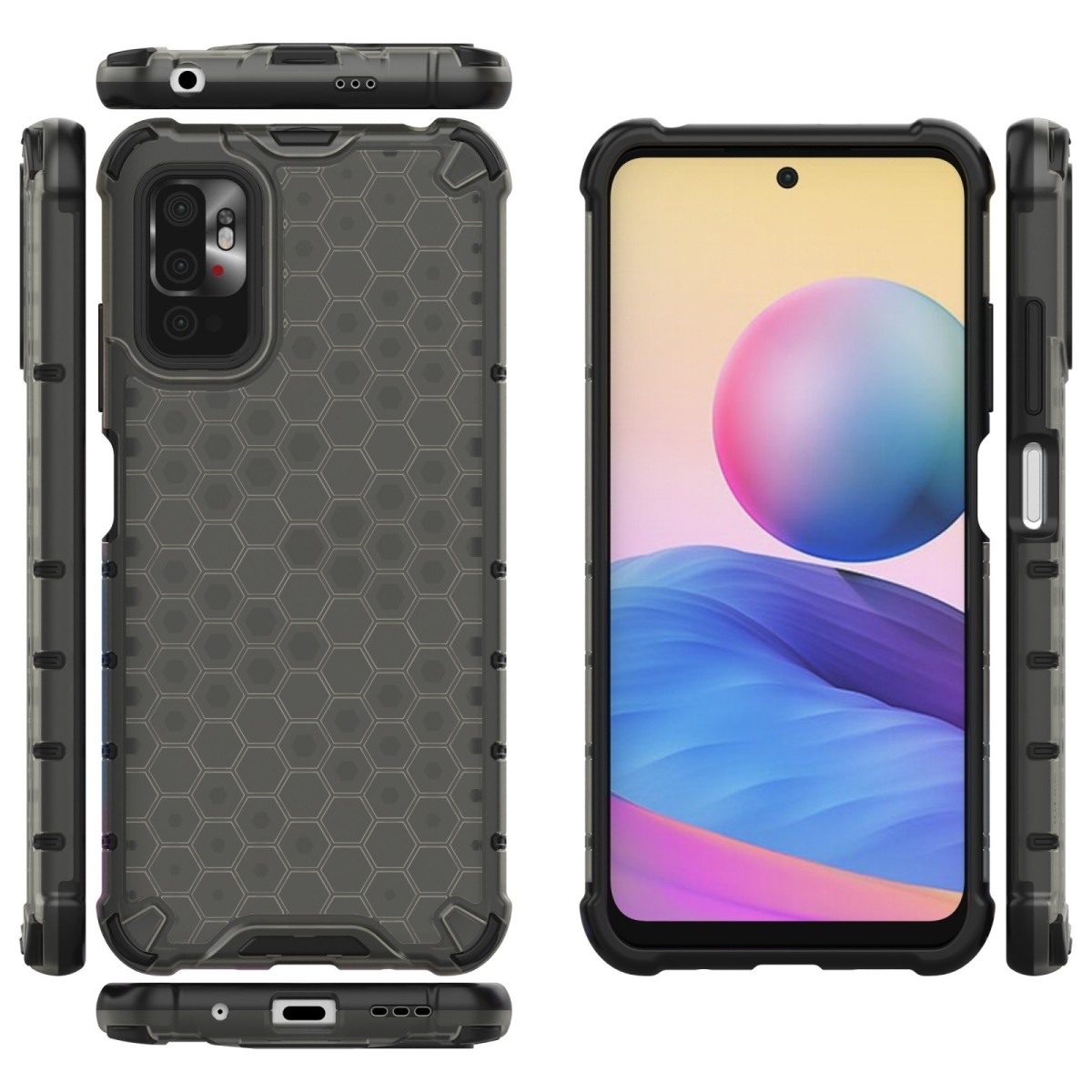 Funda Tipo Honeycomb Armor (Pc+Tpu) Negra para Xiaomi Redmi Note 10 5G / POCO M3 PRO 5G