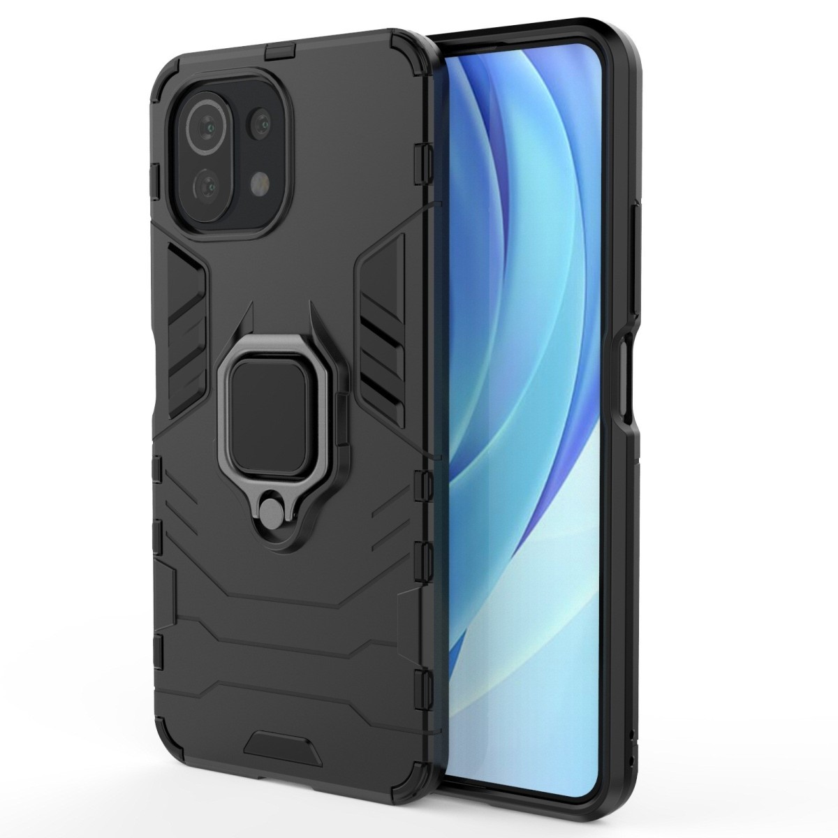 Funda Tough Armor con Anillo Giratorio Negra para Xiaomi Mi 11 Lite 4G / 5G / 5G NE