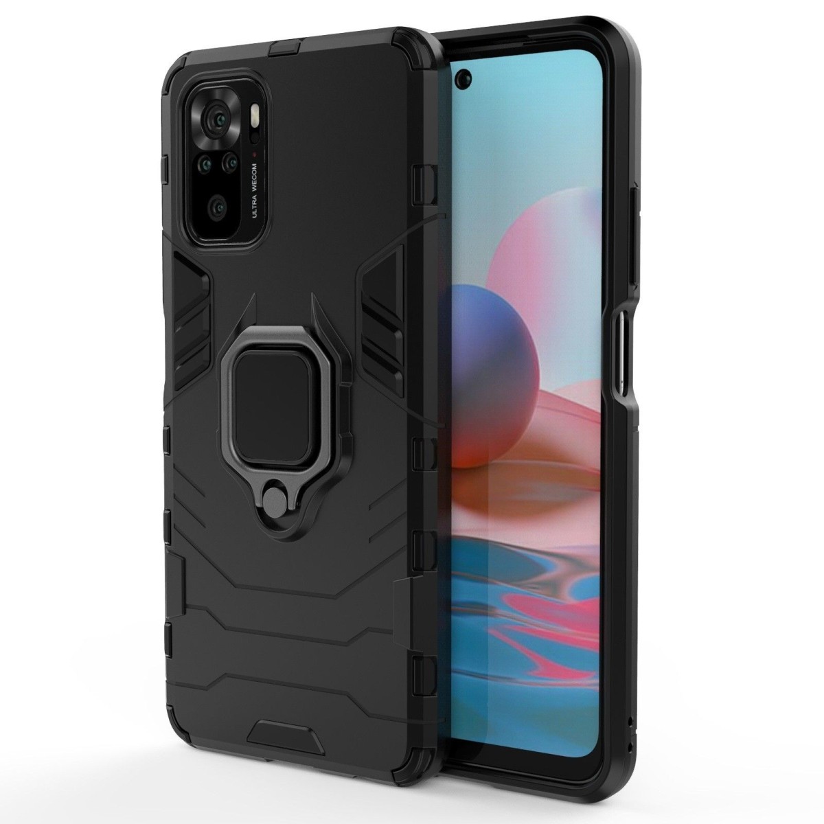 Funda Tough Armor con Anillo Giratorio Negra para Xiaomi Redmi Note 10 / 10S