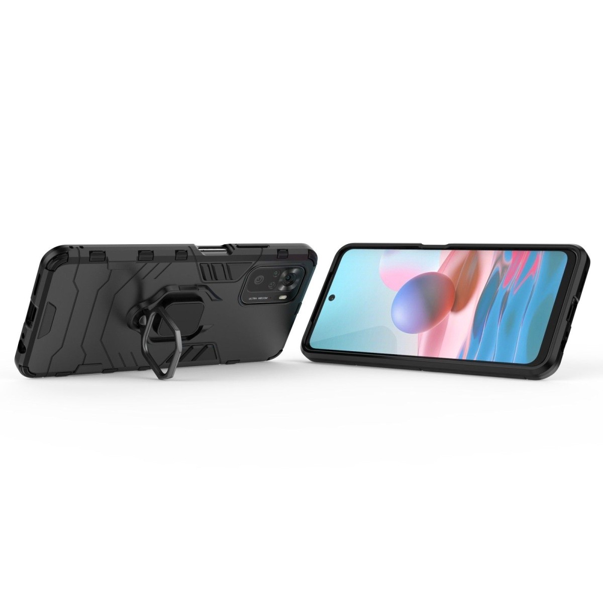 Funda Tough Armor con Anillo Giratorio Negra para Xiaomi Redmi Note 10 / 10S