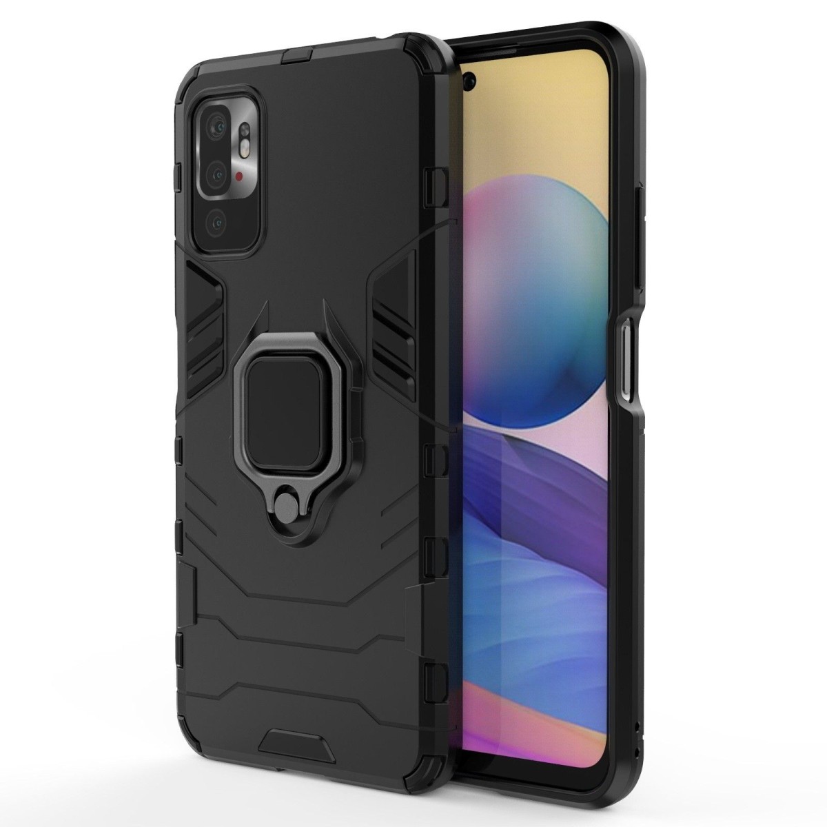 Funda Tough Armor con Anillo Giratorio Negra para Xiaomi Redmi Note 10 5G / POCO M3 PRO 5G