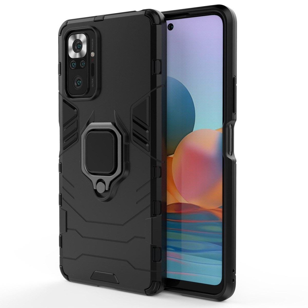 Funda Tough Armor con Anillo Giratorio Negra para Xiaomi Redmi Note 10 Pro