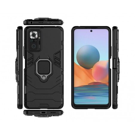 Funda Tough Armor con Anillo Giratorio Negra para Xiaomi Redmi Note 10 Pro