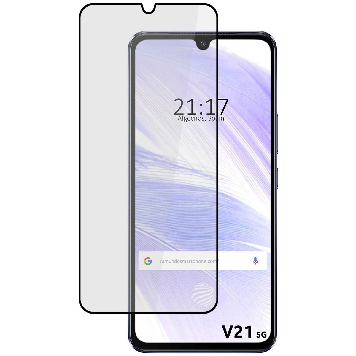 Protector Cristal Templado Completo 5D Full Glue Negro para Vivo V21 5G Vidrio