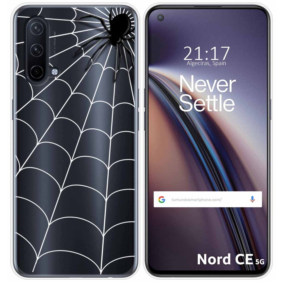 Funda Silicona Transparente para OnePlus Nord CE 5G diseño Araña Dibujos