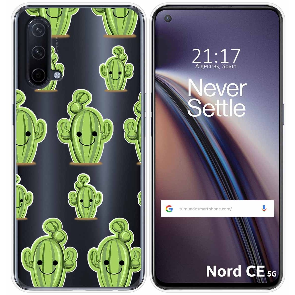 Funda Silicona Transparente para OnePlus Nord CE 5G diseño Cactus Dibujos