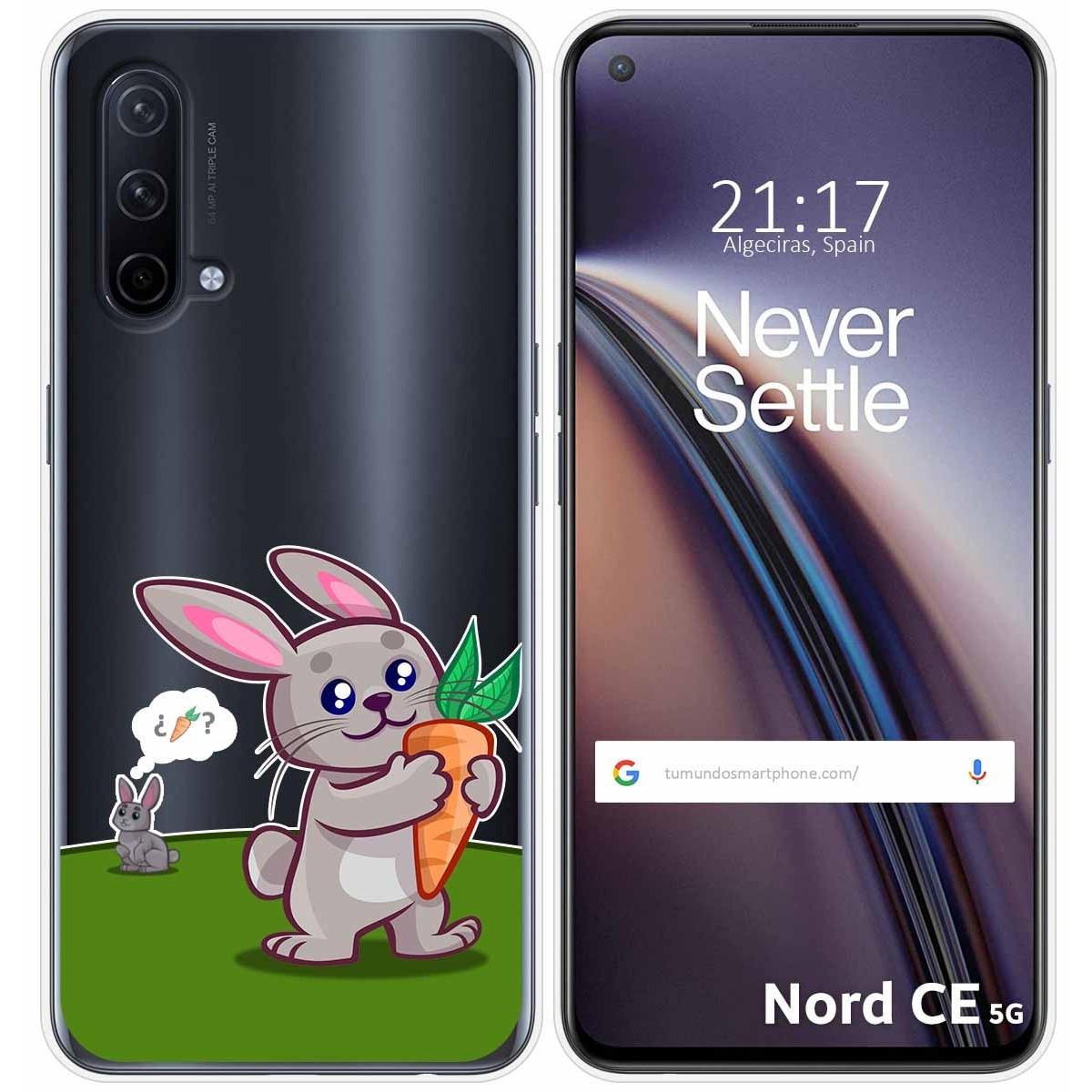 Funda Silicona Transparente para OnePlus Nord CE 5G diseño Conejo Dibujos