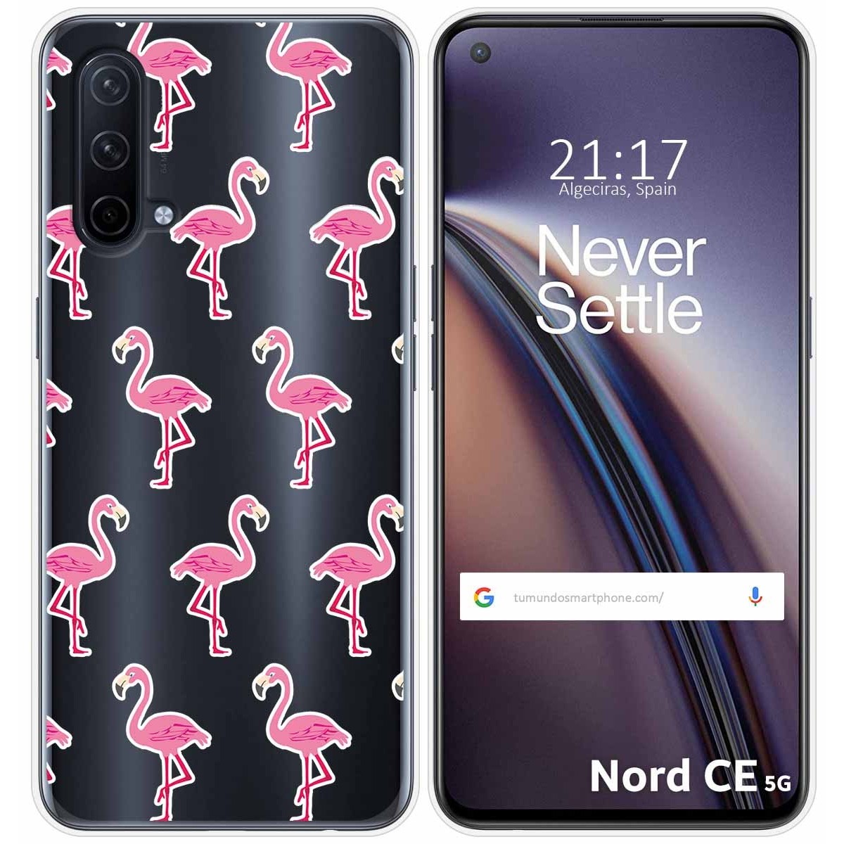 Funda Silicona Transparente para OnePlus Nord CE 5G diseño Flamenco Dibujos