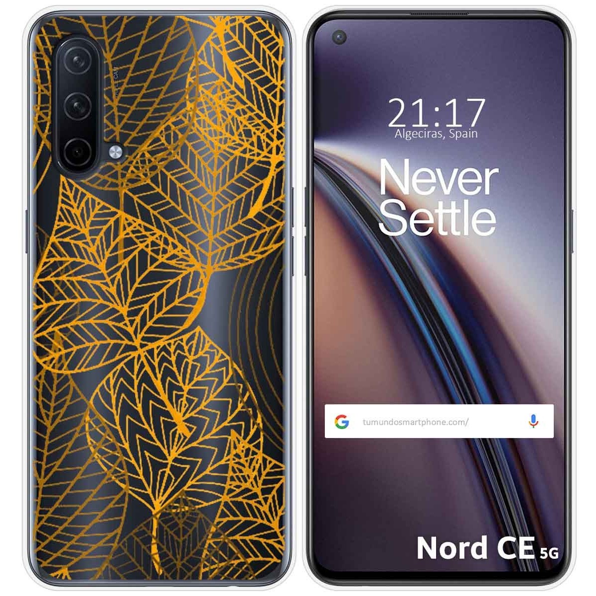 Funda Silicona Transparente para OnePlus Nord CE 5G diseño Hojas Dibujos