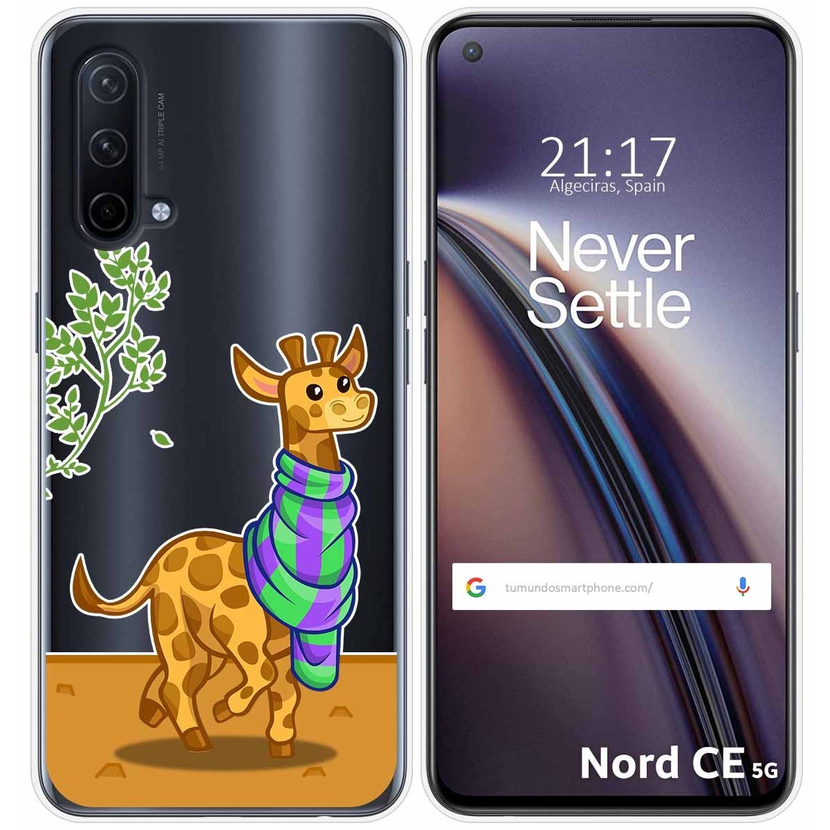 Funda Silicona Transparente para OnePlus Nord CE 5G diseño Jirafa Dibujos