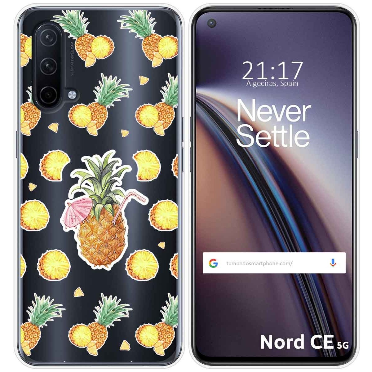 Funda Silicona Transparente para OnePlus Nord CE 5G diseño Piña Dibujos