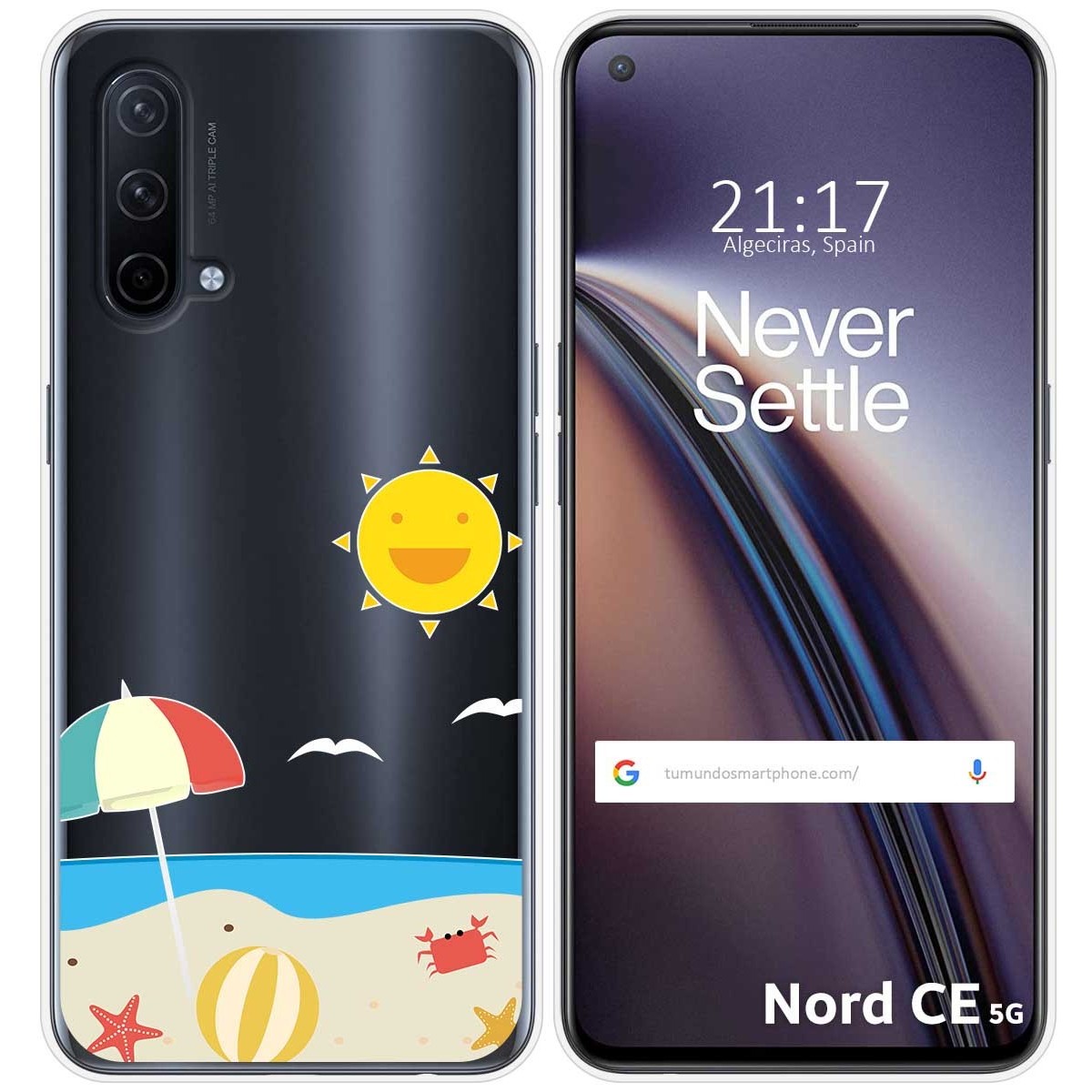 Funda Silicona Transparente para OnePlus Nord CE 5G diseño Playa Dibujos